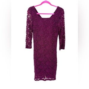 Burgundy Stretch Lace Dress Size 8